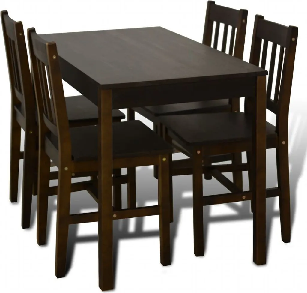 Ensemble table et 4 chaises de cuisine en bois coloris marron foncé