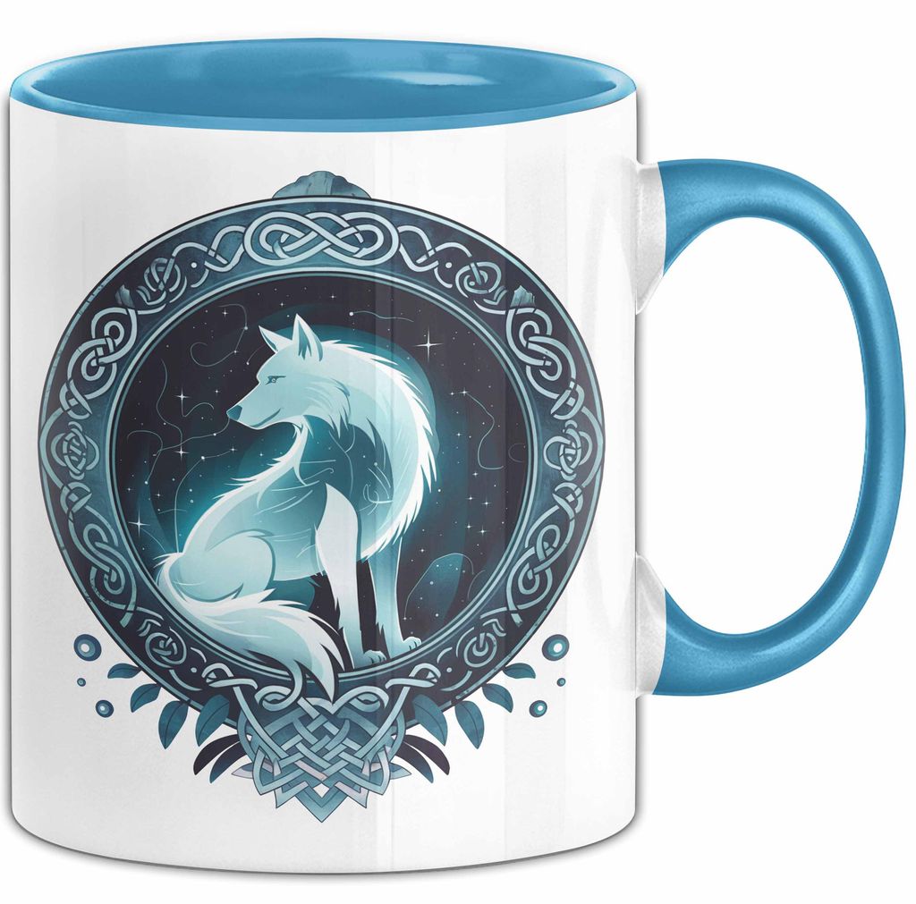 Wolf Tasse Geschenkidee Wikinger Fenriswolf (Blau)