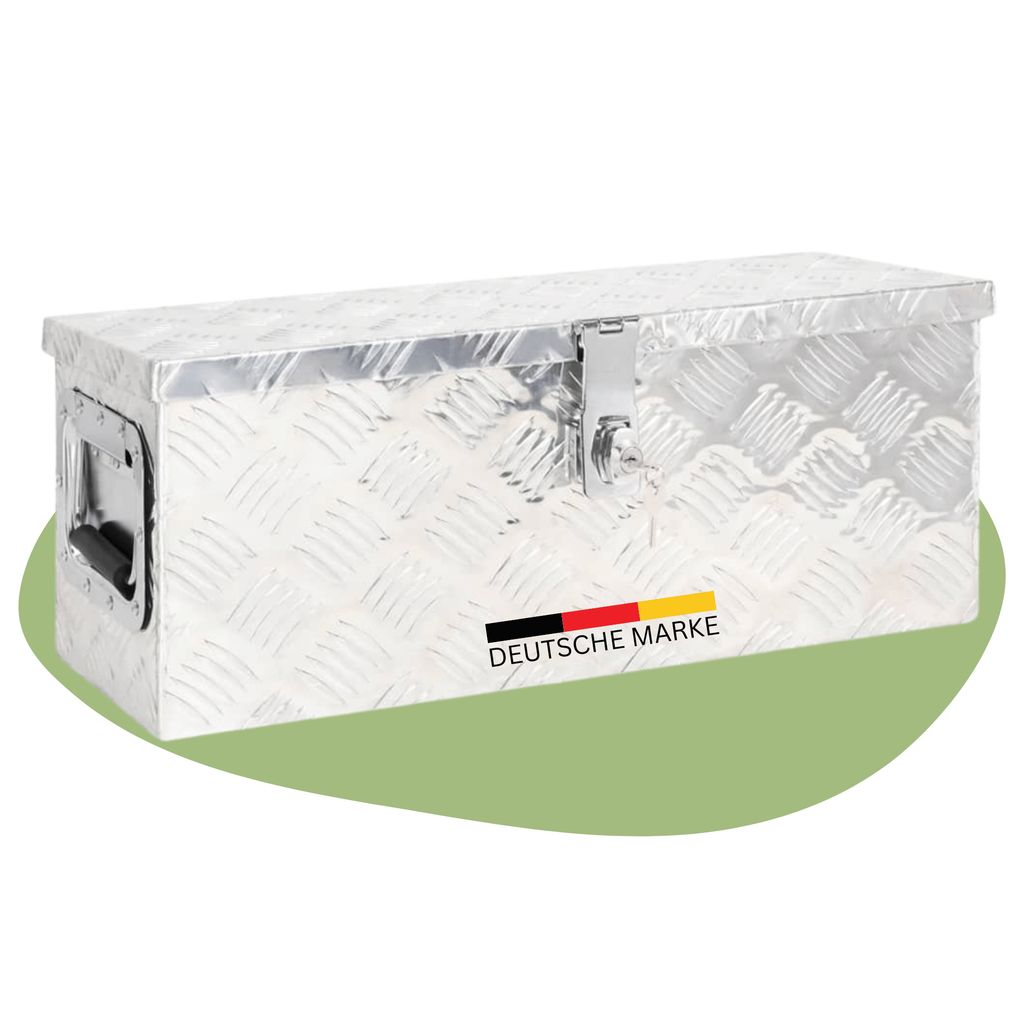 DELUKE Aluminiumbox mit Deckel - Abschließbar | Alubox Deichselbox Alu Anhängerbox Werkzeugkiste Metall Transportbox Metallkiste, 60x23,5x23cm ...