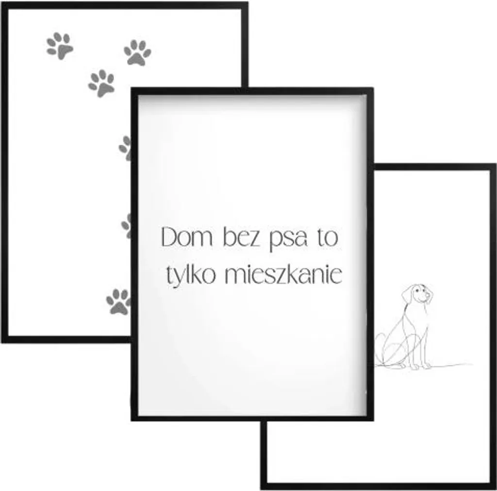 Quadri Parete Salotto Cani Cornice Nera | Set Decorativo Glamour