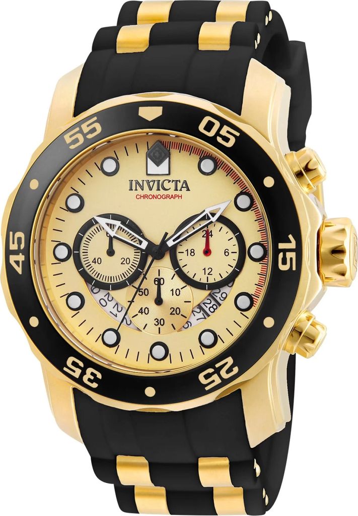 Invicta Pro Diver - SCUBA 17566 Herren uhr - Wasserdicht - Analog - Quarzuhrwerk - Edelstahl mit goldenen zifferblat - 48mm