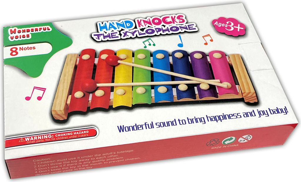 Kinder Glockenspiel mit 2 Schlägel 8 Farbigen Platten Produktbild 3