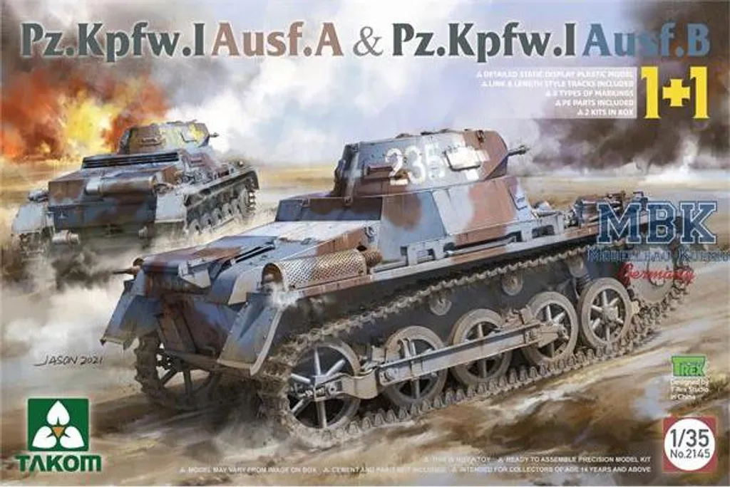 Maquette Militaire Panzer I Ausf. A et B Kit 1+1 Takom TAK2145 1/35ème