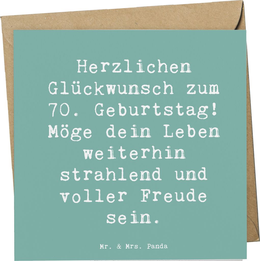 Mr. & Mrs. Panda Grußkarte Spruch 70. Geburtstag Glückwünsche - Meeresbrise - Geschenk, Feiern, Geburtstagsgeschenk, anlasskarte, Erinnerungen, ...