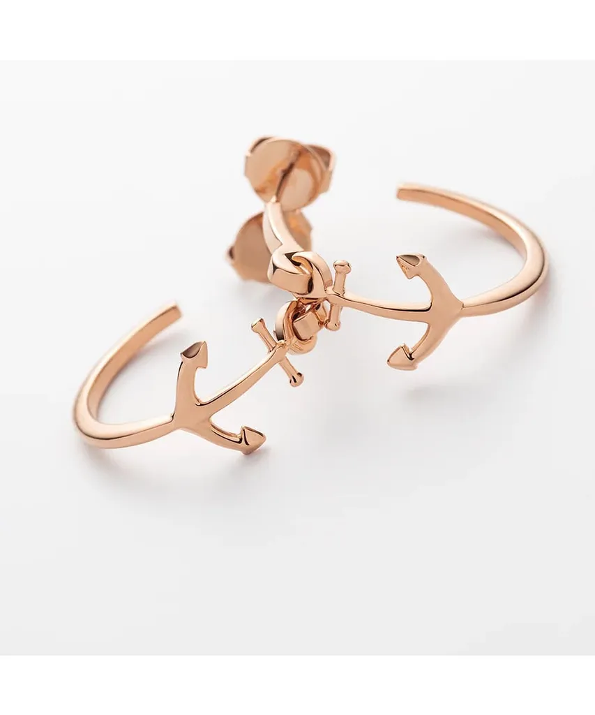 Boucles d'oreilles Paul Hewitt or rose : finition acier brillant Anchor II
