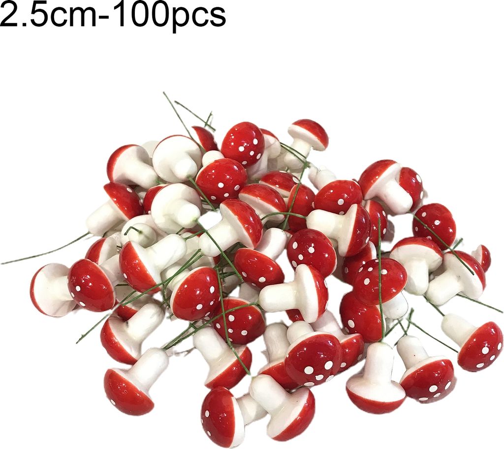100 Teile / satz Kreativer Pilzdekor Lebendiges Polystyrol Styropor Niedlicher zarter Miniaturpilz für Zuhause - 2,5 cm