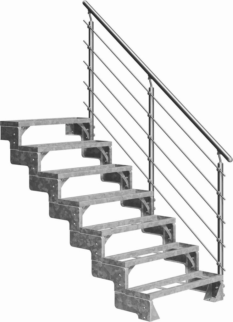 Dolle Außentreppe Gardentop 126-154cm Geschosshöhe mit Einlegerahmen 80cm breit mit Prova-Geländer