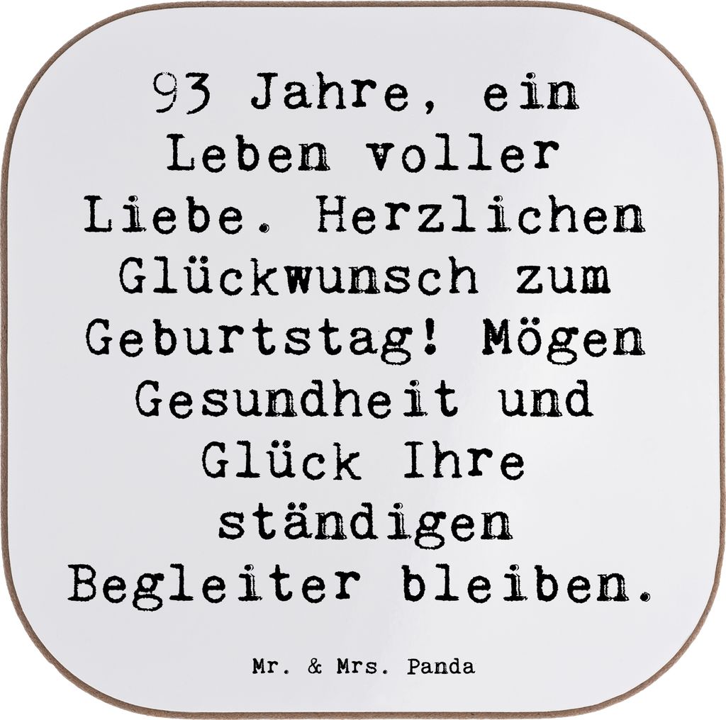 Mr. & Mrs. Panda Untersetzer für Gläser Spruch 93. Geburtstag - Weiß - Geschenk, Getränkeuntersetzer, Neunzigster, Liebe, gläseruntersetzer, u...