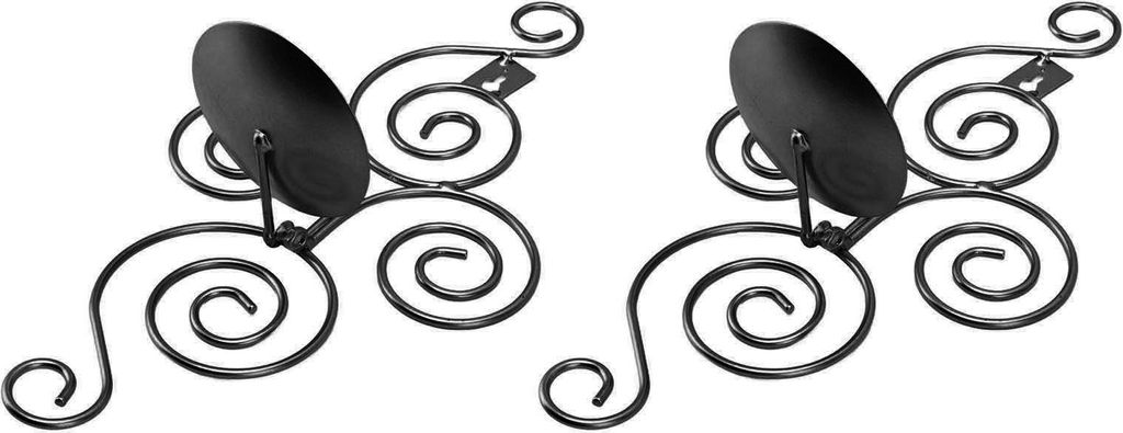 2 Sets Wandkerzenhalter Faltbar Europäischer Stil Wirbel Schmiedeeisen Wand Hängende Kerzenhalter Heimdekoration Schwarz