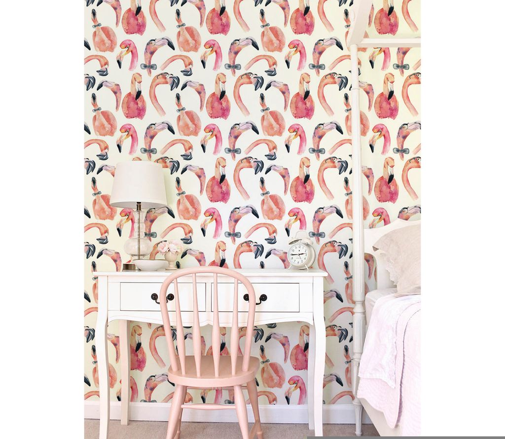 Coloray Fototapete 360x250 cm Vlies-Fototapete - Verrückte Flamingo-Tiere.