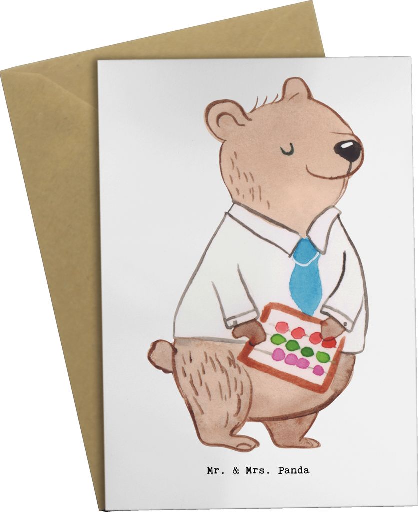 Mr. & Mrs. Panda Grußkarte Bankangestellter Herz - Weiß - Geschenk, osterkarten, einladungskarten, Mathematiker, Bänker, weihnachtskarten, Klapp...