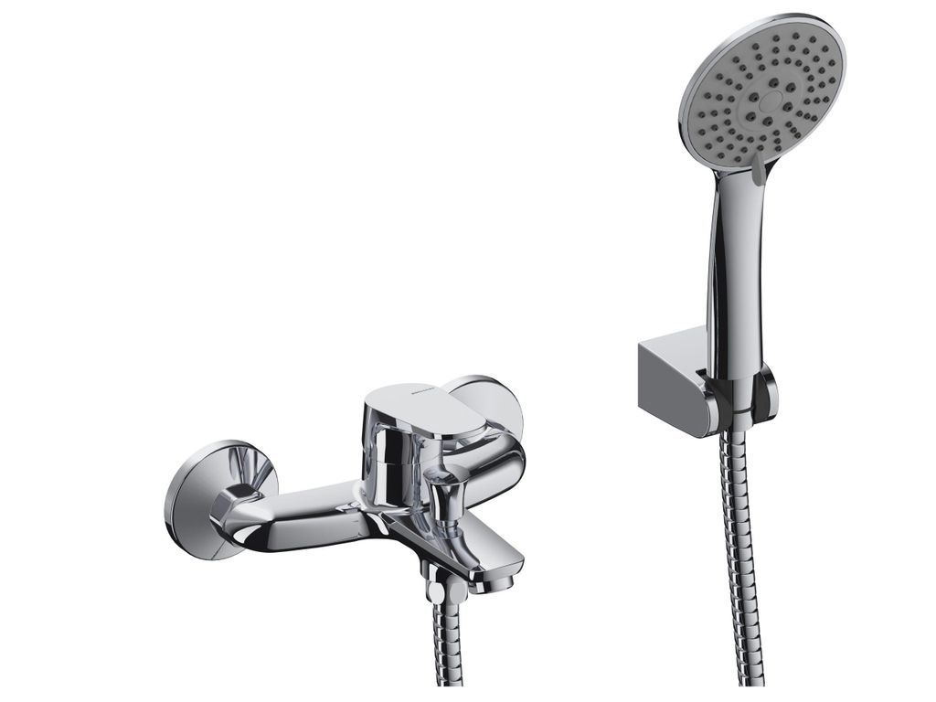 SANYCCES PROJECT Aufputz Wannen & Brausebatterie mit Brausehalter, Handbrause & Brauseschlauch, chrom