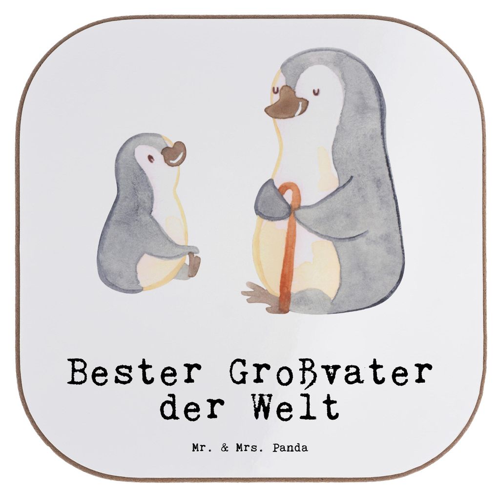 Mr. & Mrs. Panda Untersetzer für Gläser Pinguin Bester Großvater der Welt - Weiß - Geschenk, Coaster, Mitbringsel, Großeltern, Geburtstag, Opa...