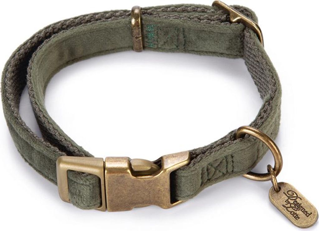 Designed by Lotte Velura - Hundehalsband - Samt - grün - Produktbild 
