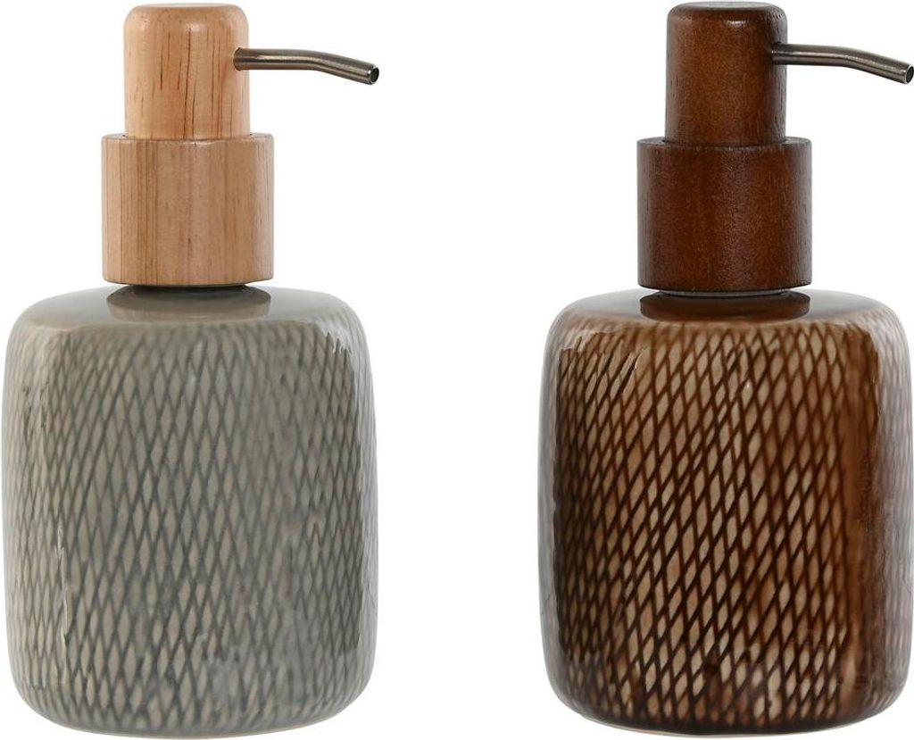 Home Seifenspender ESPRIT Braun Grau Polyethylen Steingut 8,5 X 8,5 X 16 cm (2 Stück)