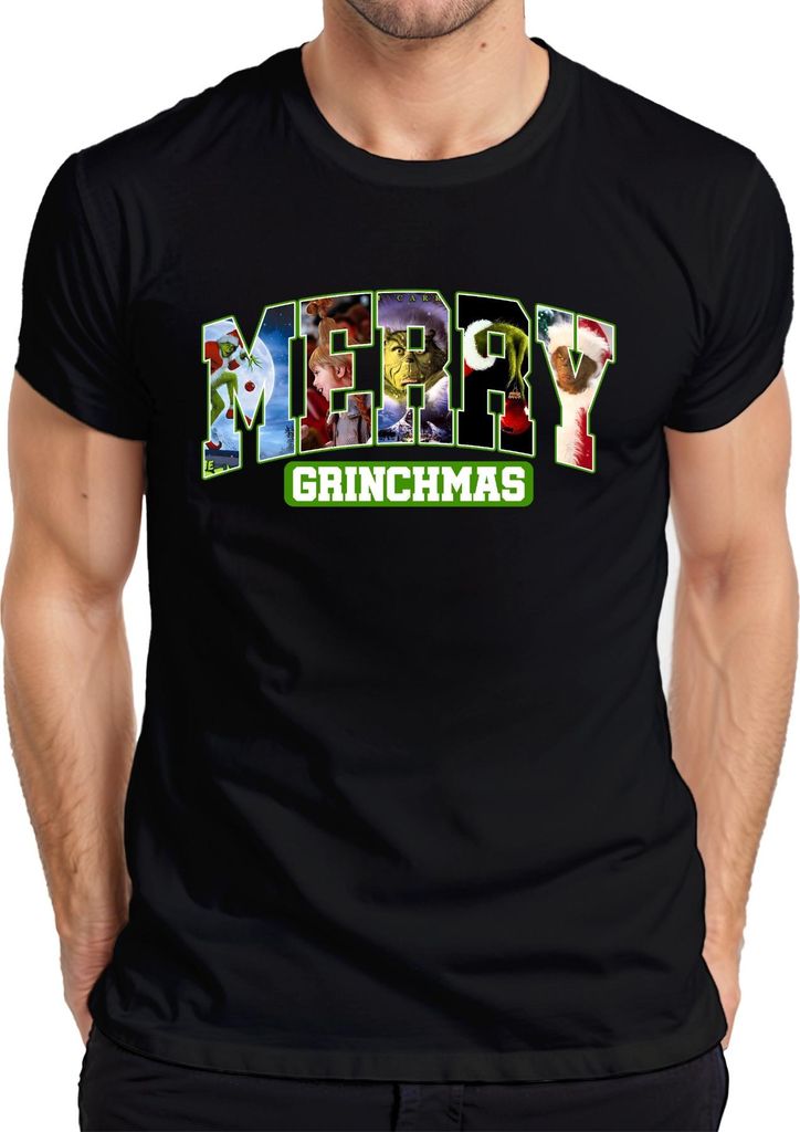 Merry Grinchmas Grinch Weihnachten lustig Geschenk Retro Herren T-Shirt, Schwarz, L