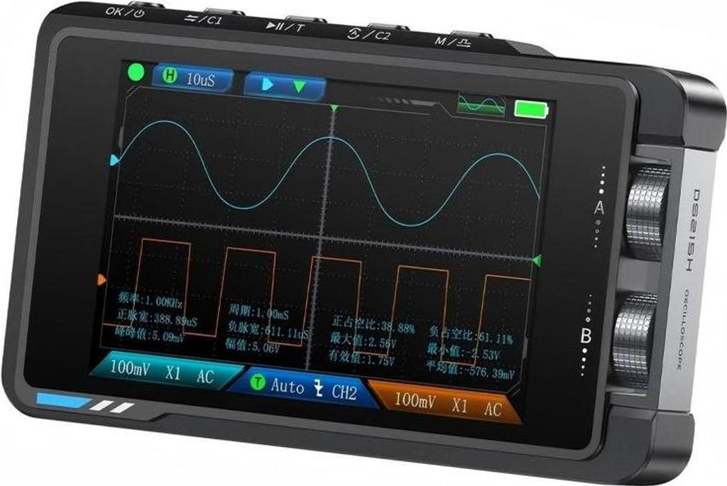 FNIRSI DS215H Handheld-Digital-Oszilloskop und Signalgenerator 2in1, Zweikanal, 50 MHz, 250 MS/s