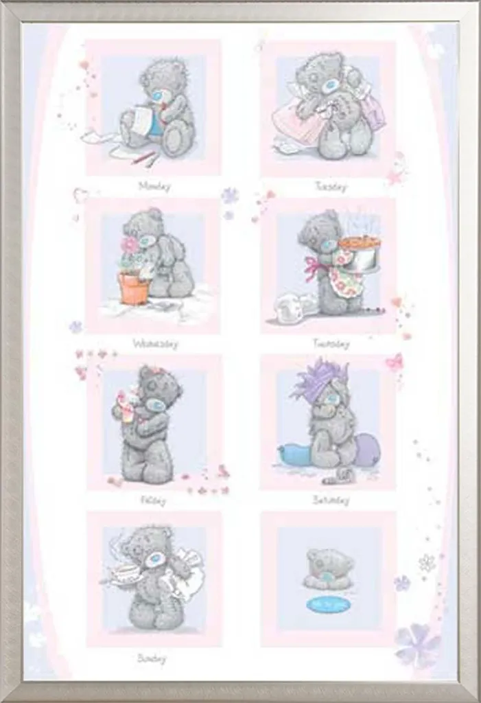 Poster éducatif Me To You Days Of The Week avec cadre alu pour enfant