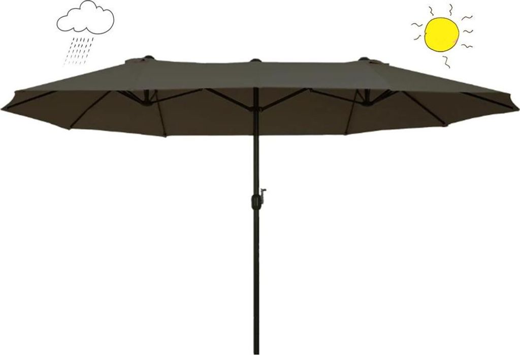 Doppelsonnenschirm,Sonnenschirm mit Handkurbel,Balkonschirm Strandschirm, Sonnenschutz für Garten 455 x 265 cm