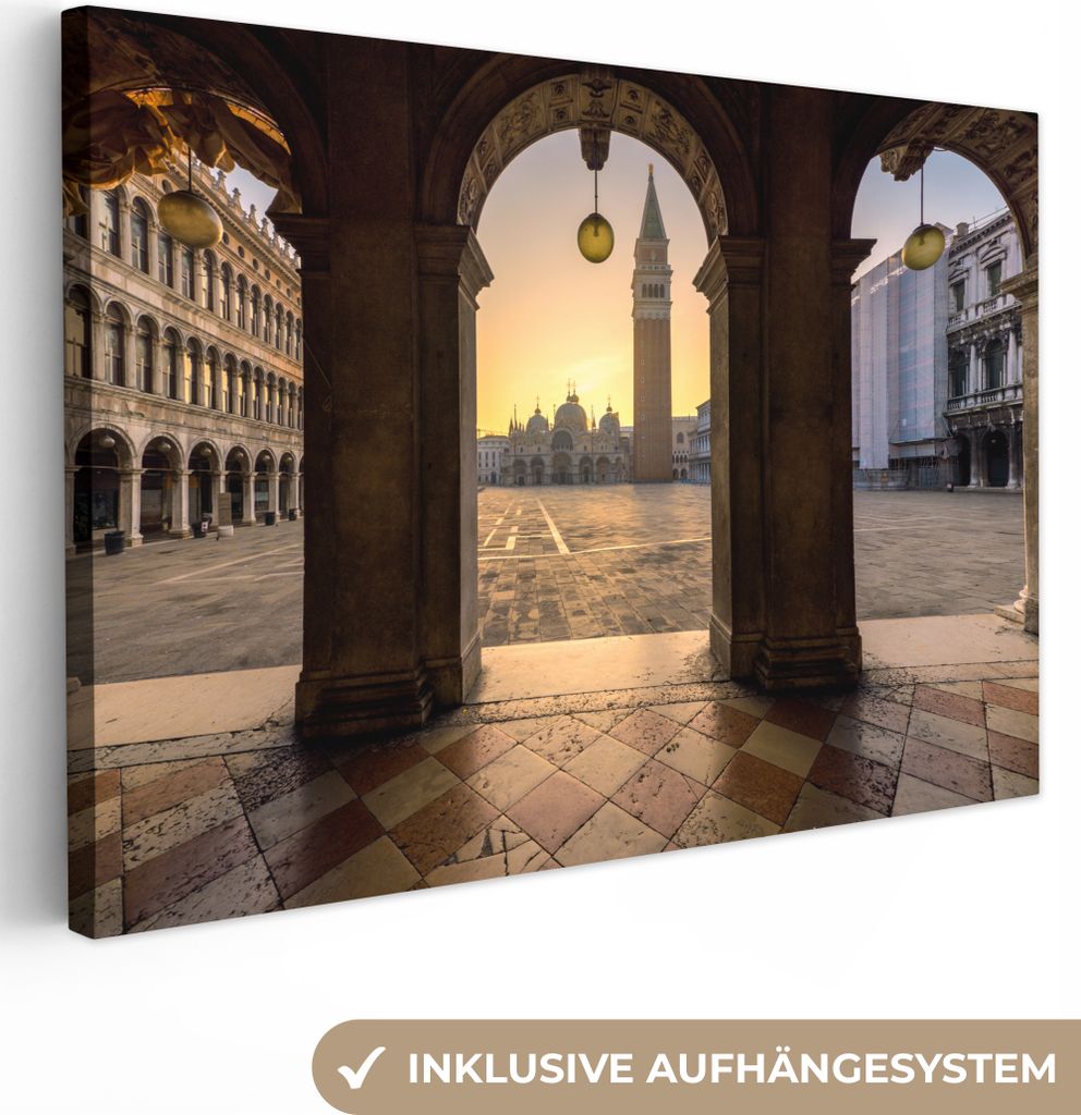 OneMillionCanvasses - Leinwandbilder - 140x90 cm, Italien - Platz - San Marco, Wandbilder Kunstdruck Wanddekoration