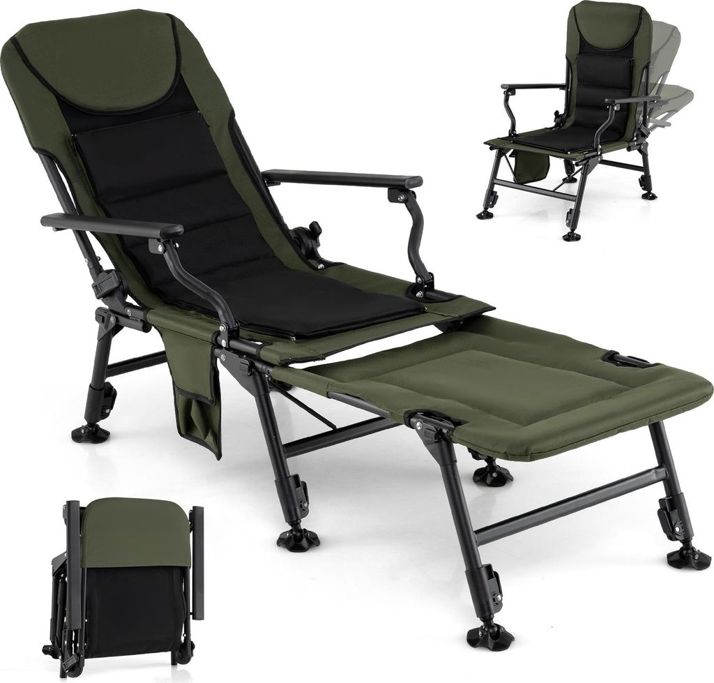 Chaise de pêche COSTWAY Chaise de camping avec repose-pieds Image du produit 