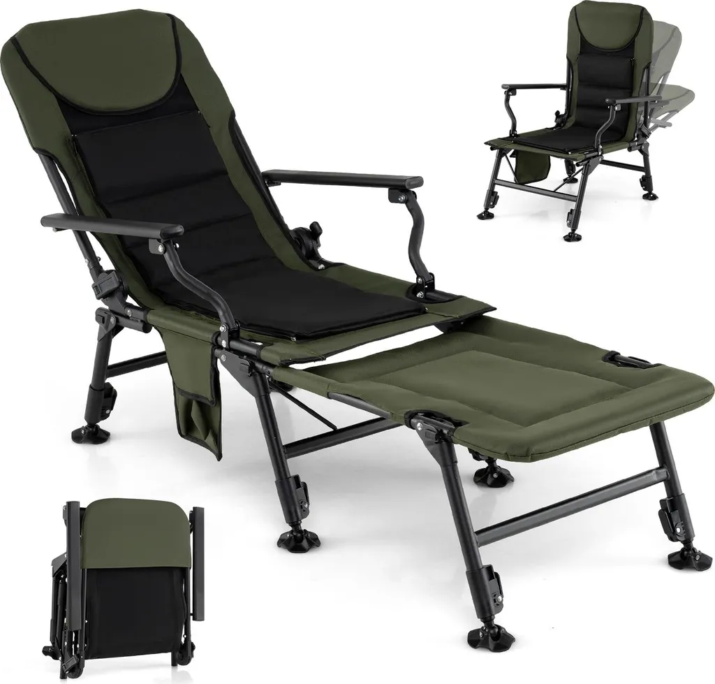 Chaise de camping de luxe pour pêche à la carpe avec inclinaison réglable