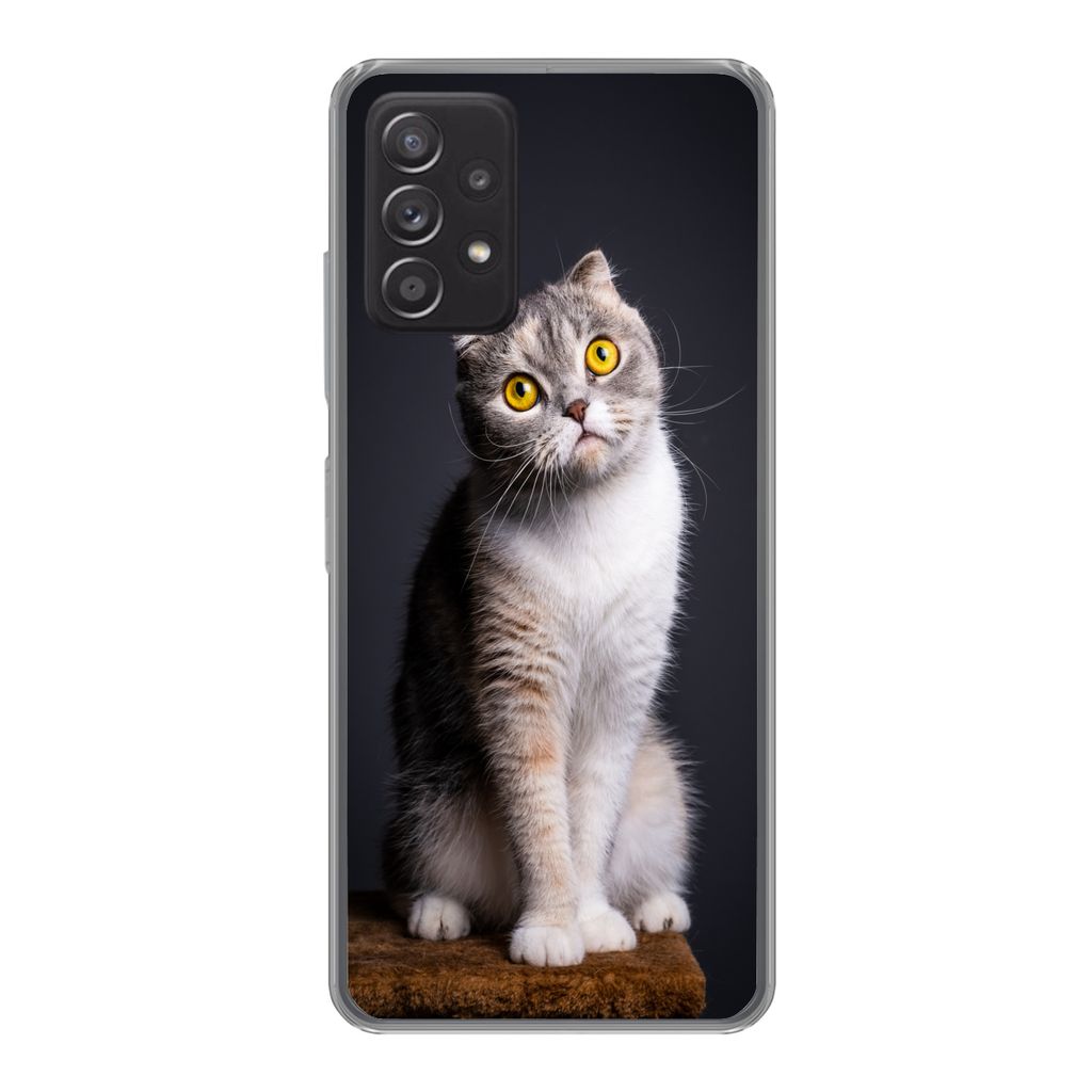 MuchoWow Handyhülle Schutzhülle Hülle für Samsung galaxy a73 Katze - Augen - Licht Silikon Softcase Handy Hülle