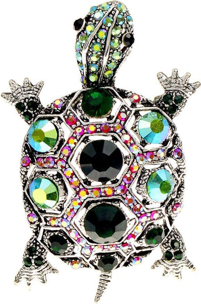 Schildkrötenbrosche, Strass, Kunstkristall, bunte Schildkröten-Brosche, Kleidungszubehör, Anstecknadeln, Vintage, Tier, dekorativer Schmuck, Mä...