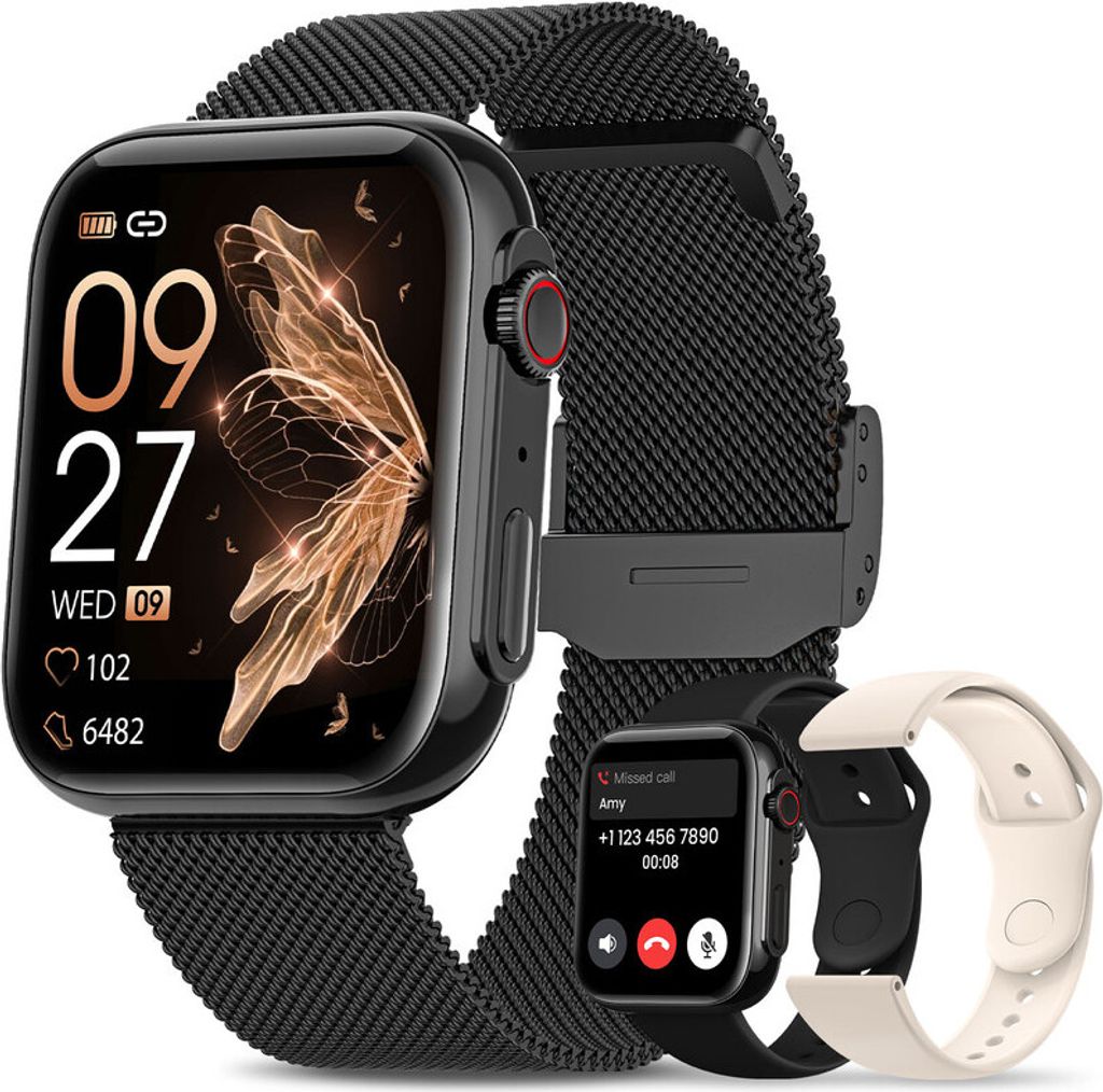 Smartwatch Damen mit Telefonfunktion,1.85 Zoll Always-On-Display,120+ Sportuhr,Fitnessuhr Tracker mit Schlafmonitor/Herzfrequenz/SpO2