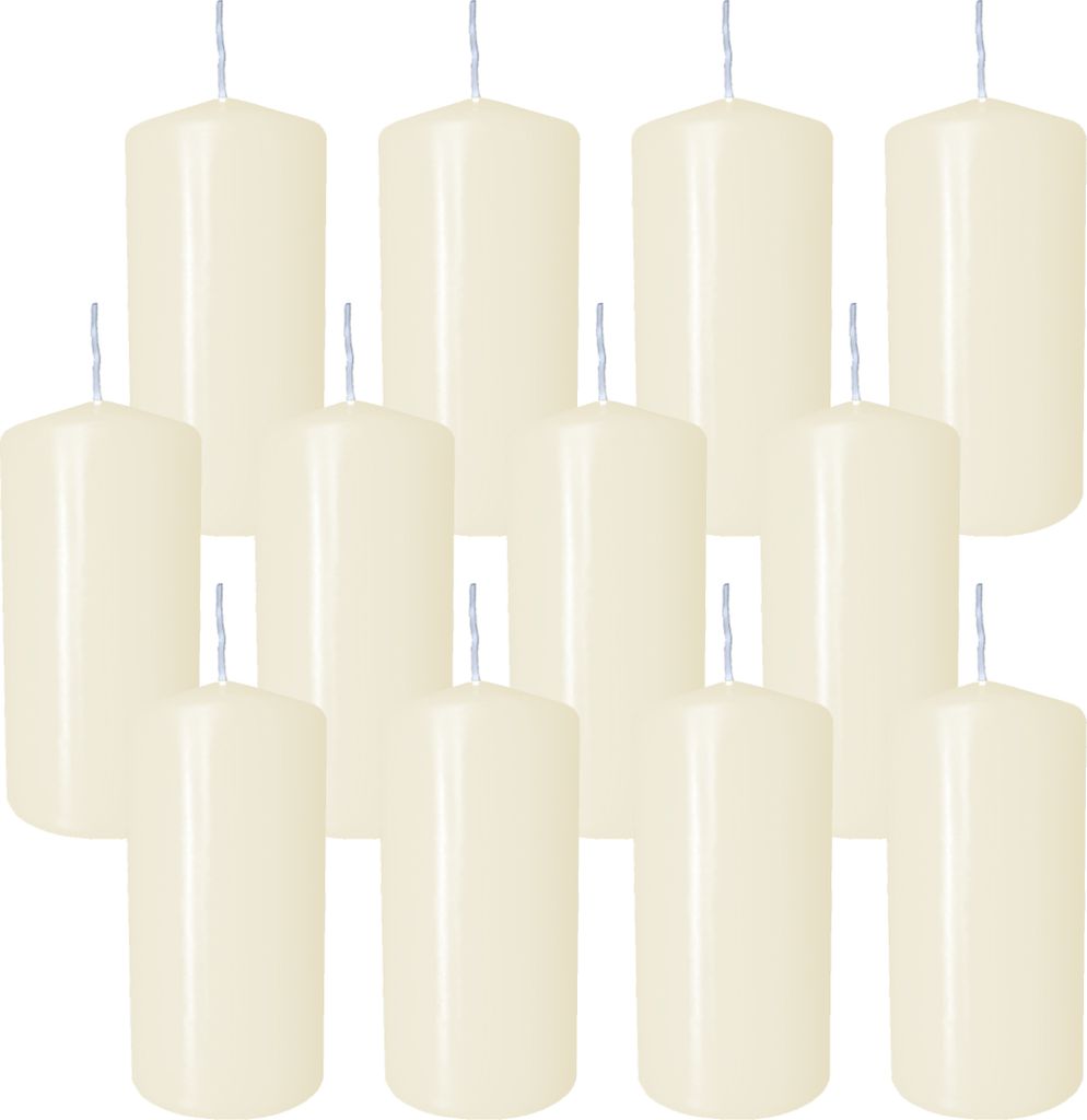 12 Stumpen Kerzen 60x120mm creme