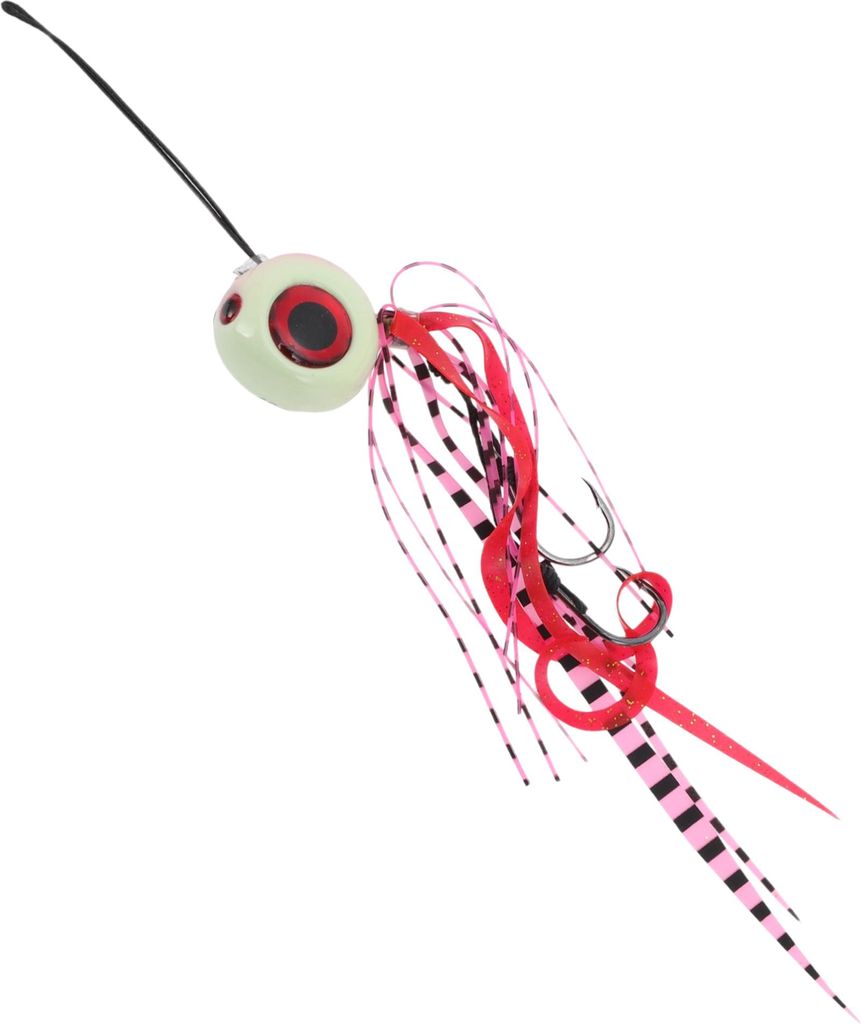 Angeln Teaser, 200g Rockenschwanzköder, Augapfel-förmige Angelköder, Flunder-Rig Bucktail Teaser, Flunder Seebarsch Angel-Teaser, Rot Pink Grün