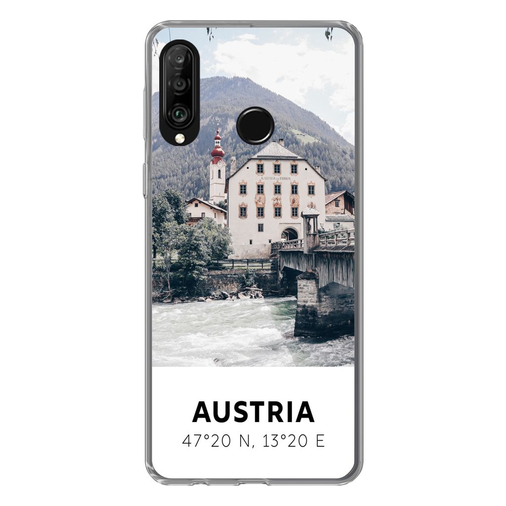 MuchoWow Handyhülle Schutzhülle Hülle für Huawei P30 Lite Österreich - Wasser - Alpen Silikon Softcase Handy Hülle - Handyhülle