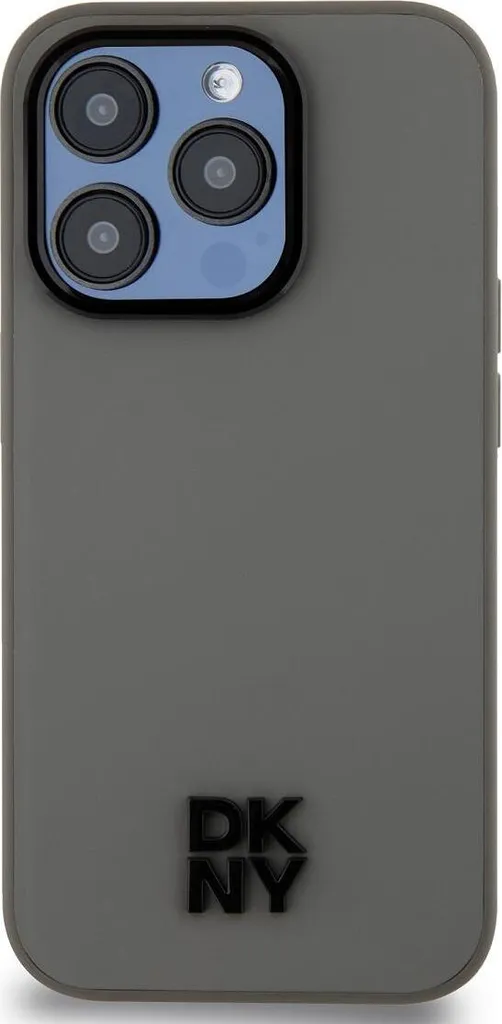 Coque DKNY Stack Logo iPhone 15 Pro en Cuir PU Gris compatible MagSafe