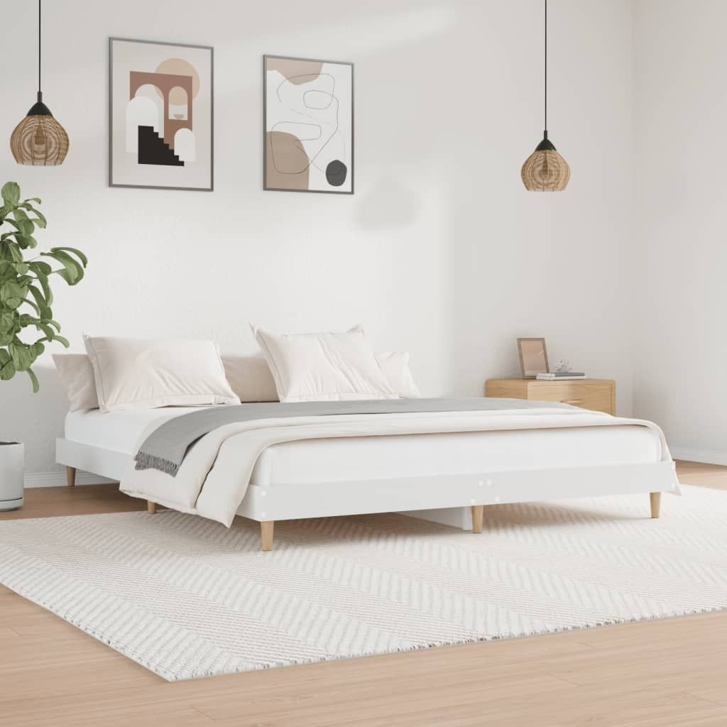 The Living Store Bettgestell Weiß 200x200 cm Holzwerkstoff