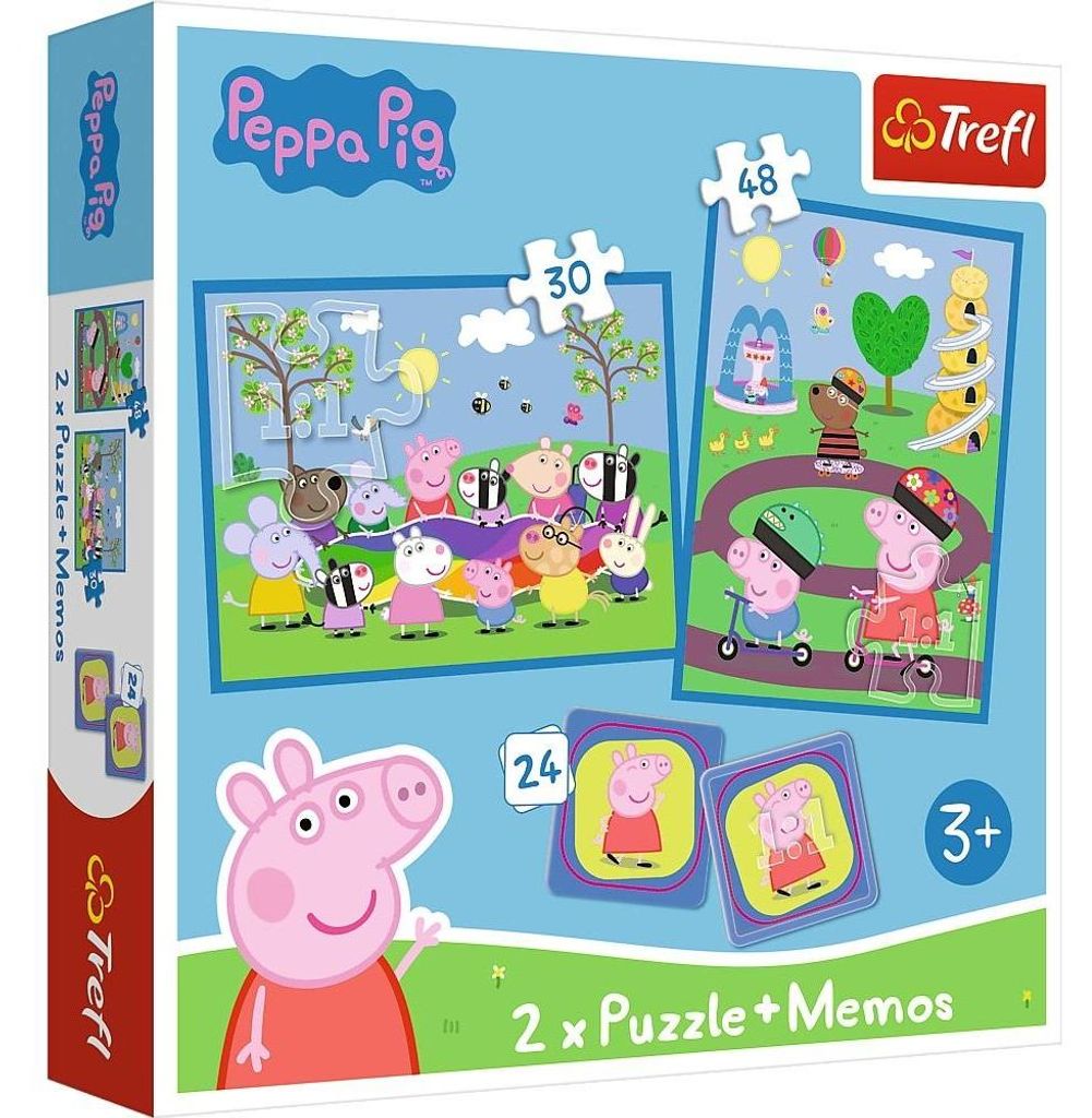 TREFL 93331 Puzzle 2in1+Memo Peppa Pig - 34+48 pezzi 2x12 Immagine del prodotto 