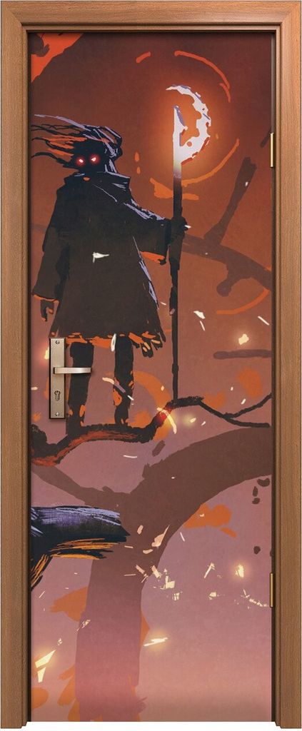 Türposter 70x200 cm Türaufkleber Türtapete Türfolie Klebefolie Zauberer der schwarzen Vögel Bäume