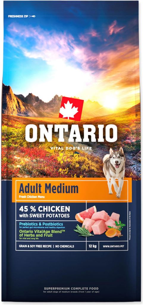 Ontario Adult Medium Huhn & Süßkartoffeln 12kg