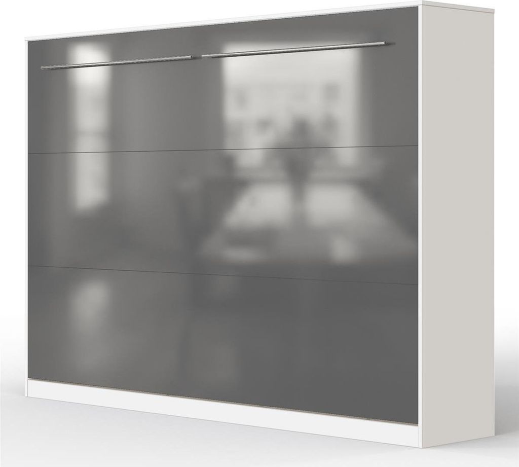 SMARTBett Schrankbett Standard Weiss/Anthrazit Hochglanzfront 140 Horizontal