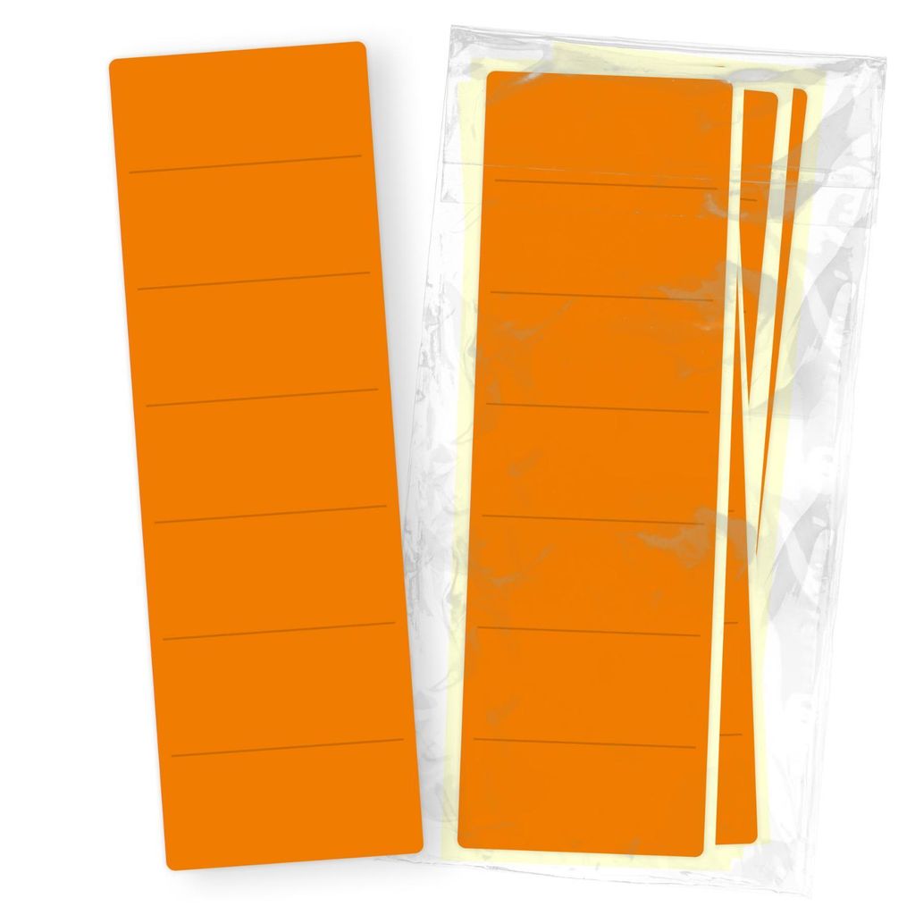 itenga 50x Ordneretikett Orange Rückenetikett vollflächig zum Aufkleben 6,0 x 19,0 cm aus Haftpapier