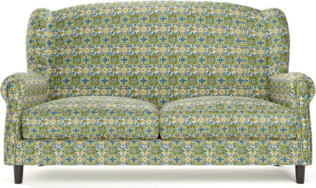 Casa Padrino Luxus Samt Sofa Grün / Mehrfarbig / Schwarz / Messing 155 x 93 x H. 101 cm - Wohnzimmer Sofa - Hotel Sofa - Wohnzimmer Möbel - Hotel...