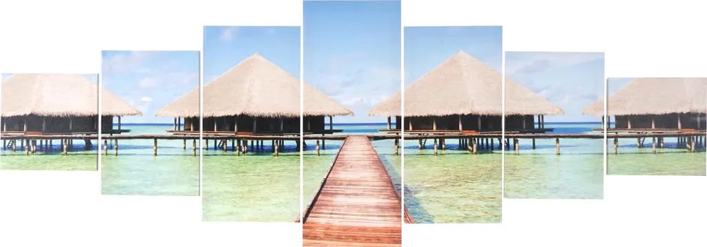 Quadro Decorativo T375 Spiaggia 7 Parti - Canvas Art 140x50cm
