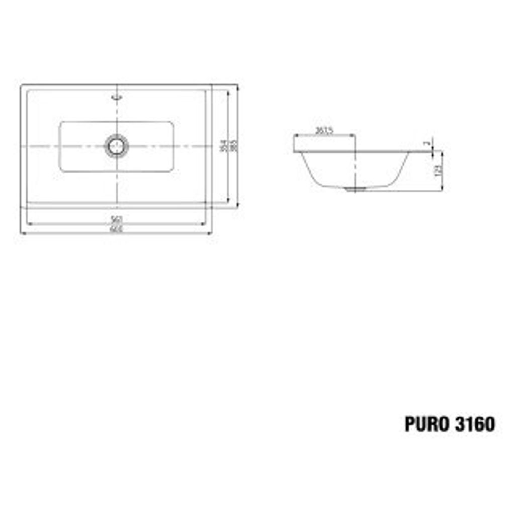 KALDEWEI 901007253001 Unterbauwaschtisch PURO Mod.3160, 600 Produktbild 