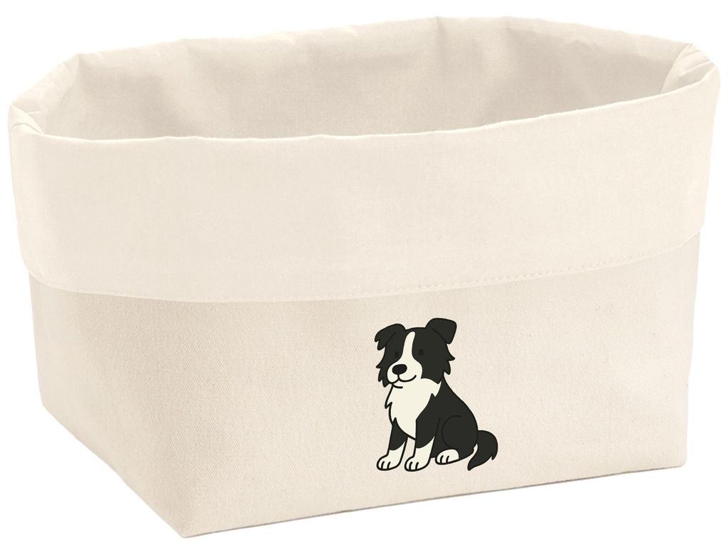 Huuraa Organizer Border Collie Border Comic 3 Liter Medium Canvas Baumwolle Utensilo Geschenkidee