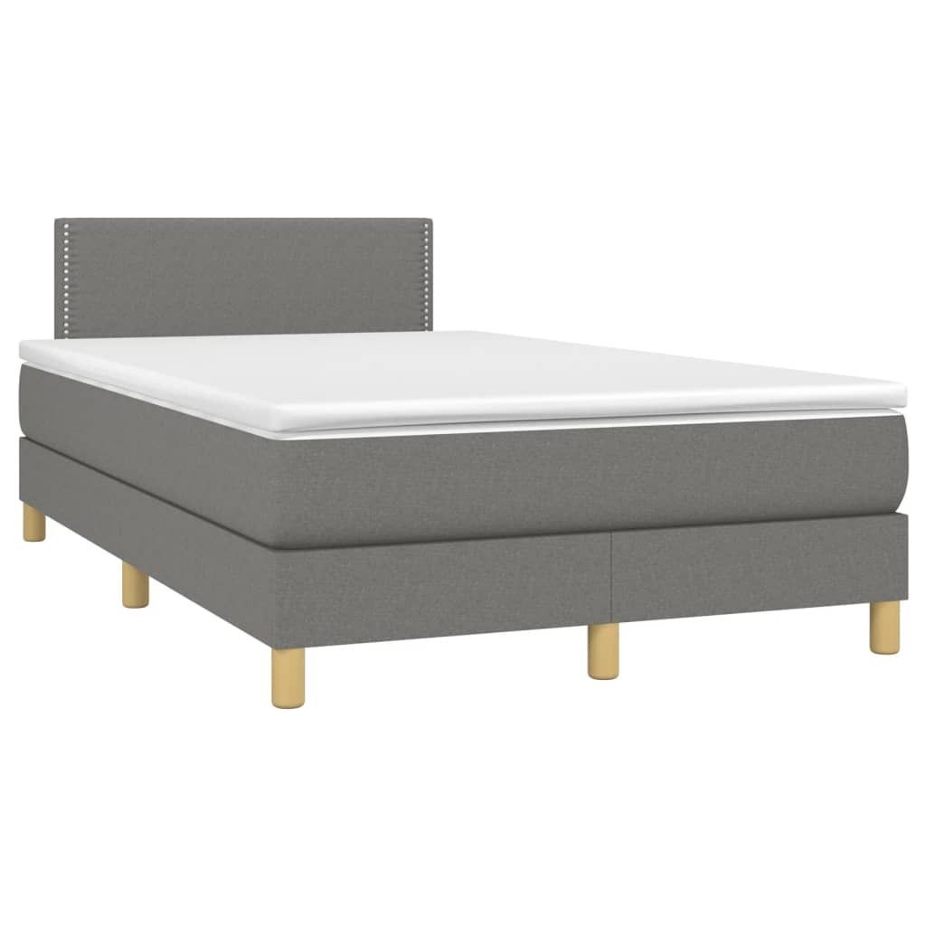Ankonbej Boxspringbett mit Matratze & LED Dunkelgrau 120x190 cm Stoff