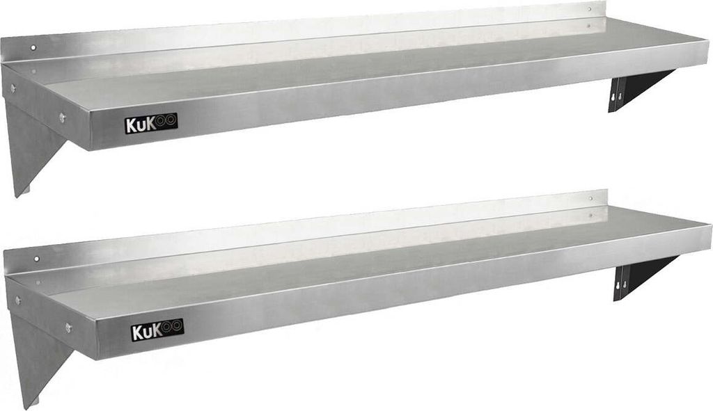 KuKoo 2 x Gastro Edelstahl Regal Wandregal Küchenregal Wandbord Gewürzregal