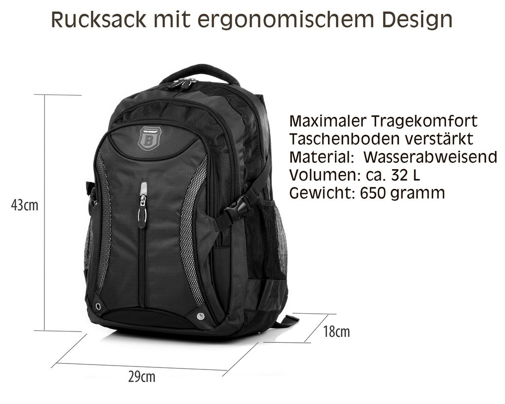 Backpack Sport Rucksack Freizeit Reise Schule Trekking grün rot blau gelb 