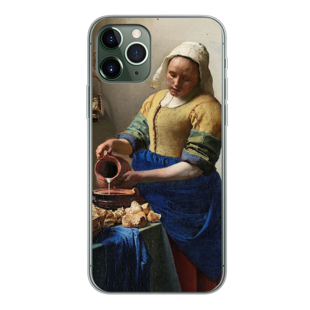MuchoWow Handyhülle Schutzhülle Hülle für iPhone 11 Pro Das Milchmädchen - Gemälde von Johannes Vermeer Silikon Softcase Handy Hülle - Handy