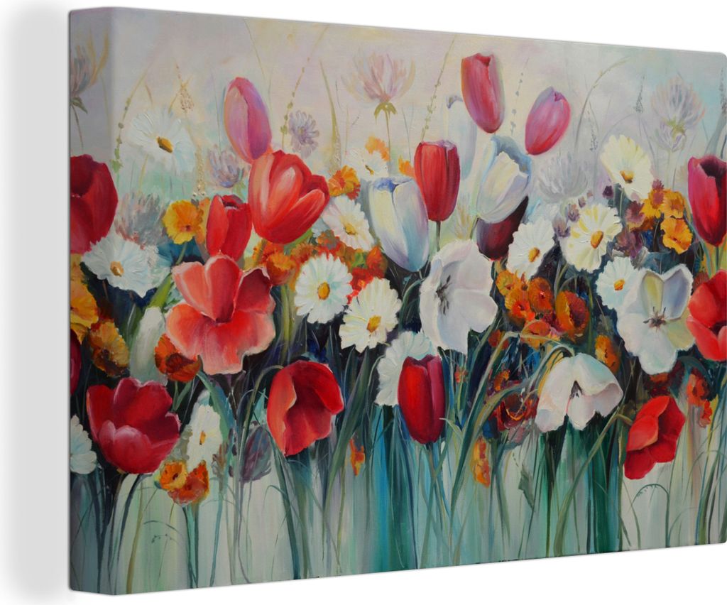 OneMillionCanvasses - Leinwandbilder - 140x90 cm, Malerei - Ölgemälde - Blumen, Wandbilder Kunstdruck Wanddekoration - Foto auf Leinwand - Gem...