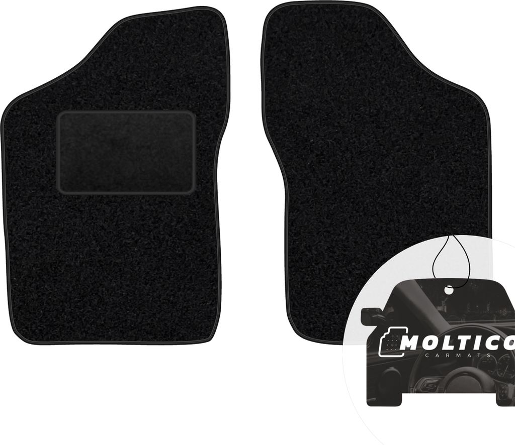 moto-MOLTICO Vorne Fußmatten Auto Velours Autoteppiche Schwarz Automatten Set 2-teilig passend für Fiat Cinquecento 1991-1998