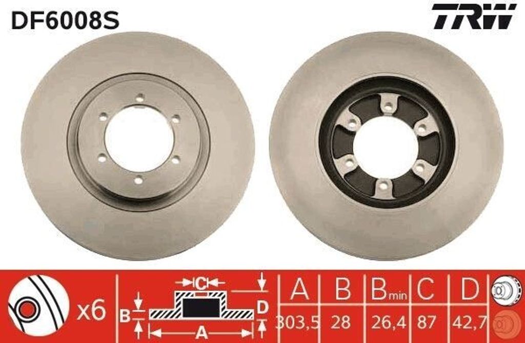 TRW DF6008S - OE 51712 H1030 Bremsscheibe für Terracan (HP)